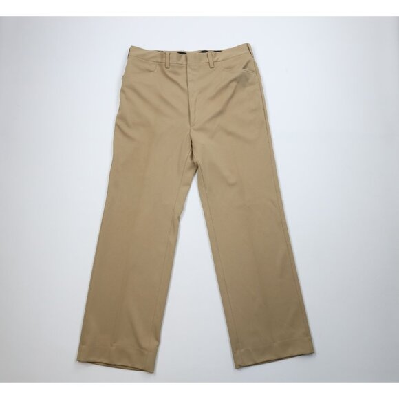 Vintage 70s Streetwear Mens 36x30 Faded Knit Flared Wide Leg Chino Pants USA